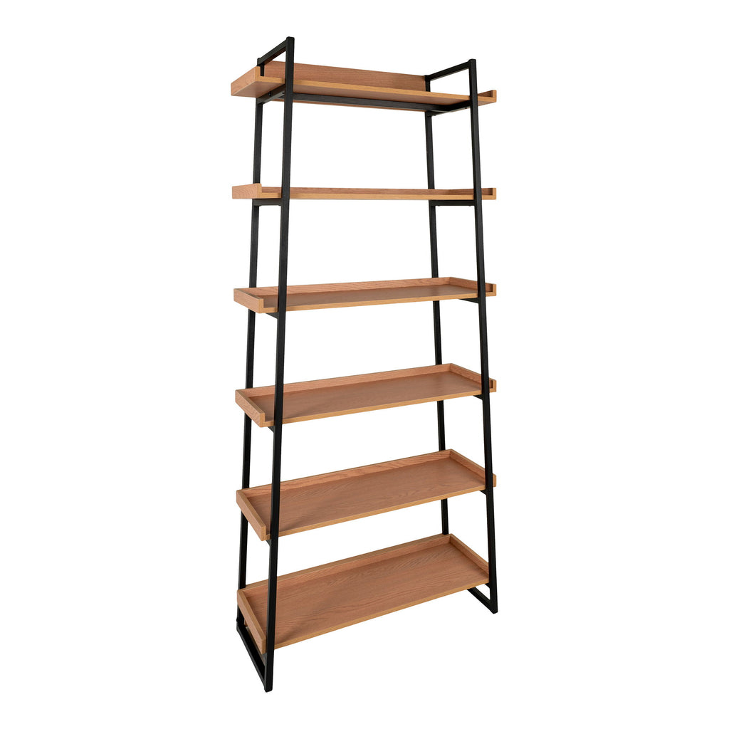 Sakai Book Case - Book Case, ash veneer, black steel frame, 6 shelves, 80x35x185 cm